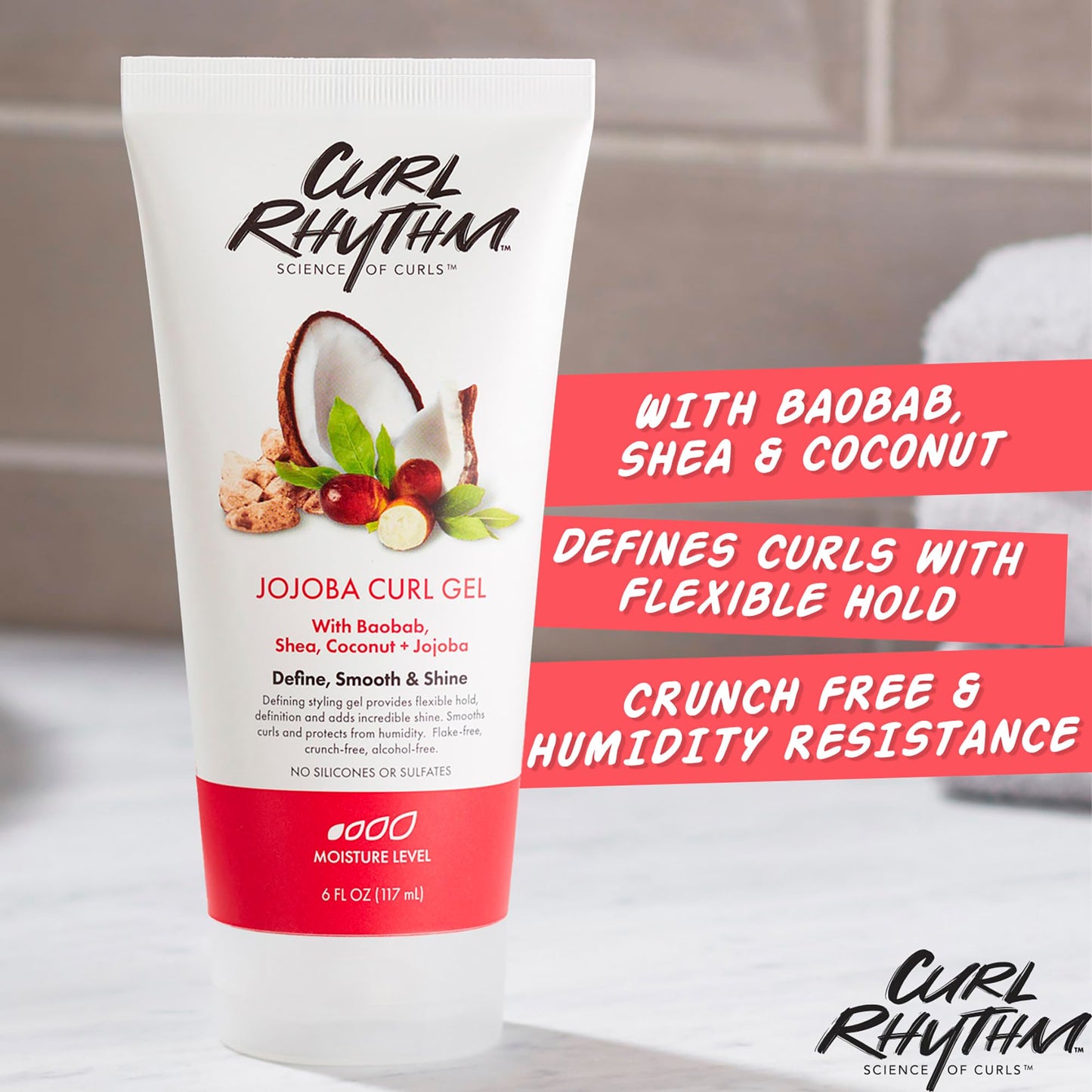 Curl Rhythm Jojoba Curl Gel - Hair Defining Gel for Bouncy, Nourished Curls - Curly Hair Styling Gel with Shea and Coconut - Sulfate Free - 6 Fl Oz (3 Beauty & Personal Care Curl Rhythm