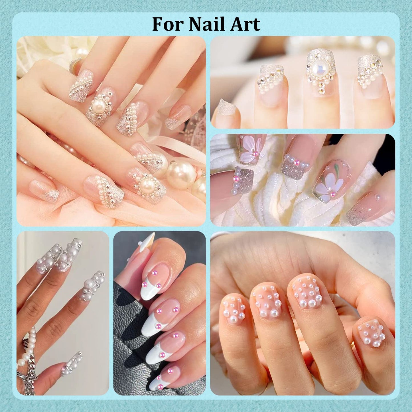 BELLEBOOST 50g Flatback Pearls and Rhinestones Set 1-Pink&White, Mixed Size 3-10mm Resin Rhinestones and Half Pearls for Nail Art and Crafts Beauty & Personal Care BELLEBOOST
