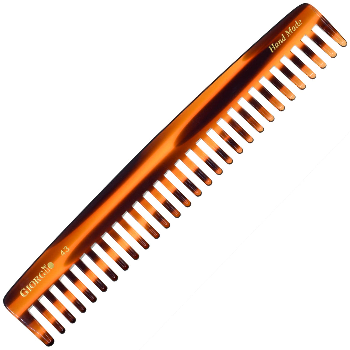 Giorgio G43 Large 7.25 Inch Detangling Comb, Wide Teeth for Thick Curly Wavy Hair. Long Hair Detangler Comb For Wet and Dry. Handmade of Quality