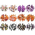 Rocutus 12pcs/set Halloween's Day Bow Knot Hair Pins Boutique clips Grosgrain Ribbon Halloween Hair Bows (Halloween 1) Beauty & Personal Care Rocutus