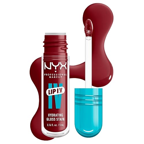 NYX PROFESSIONAL MAKEUP Lip IV Hydrating Glossy Lip Stain with 12HR Hydration - Cranberry Splash (Red) Beauty & Personal Care NYX PROFESSIONAL MAKEUP