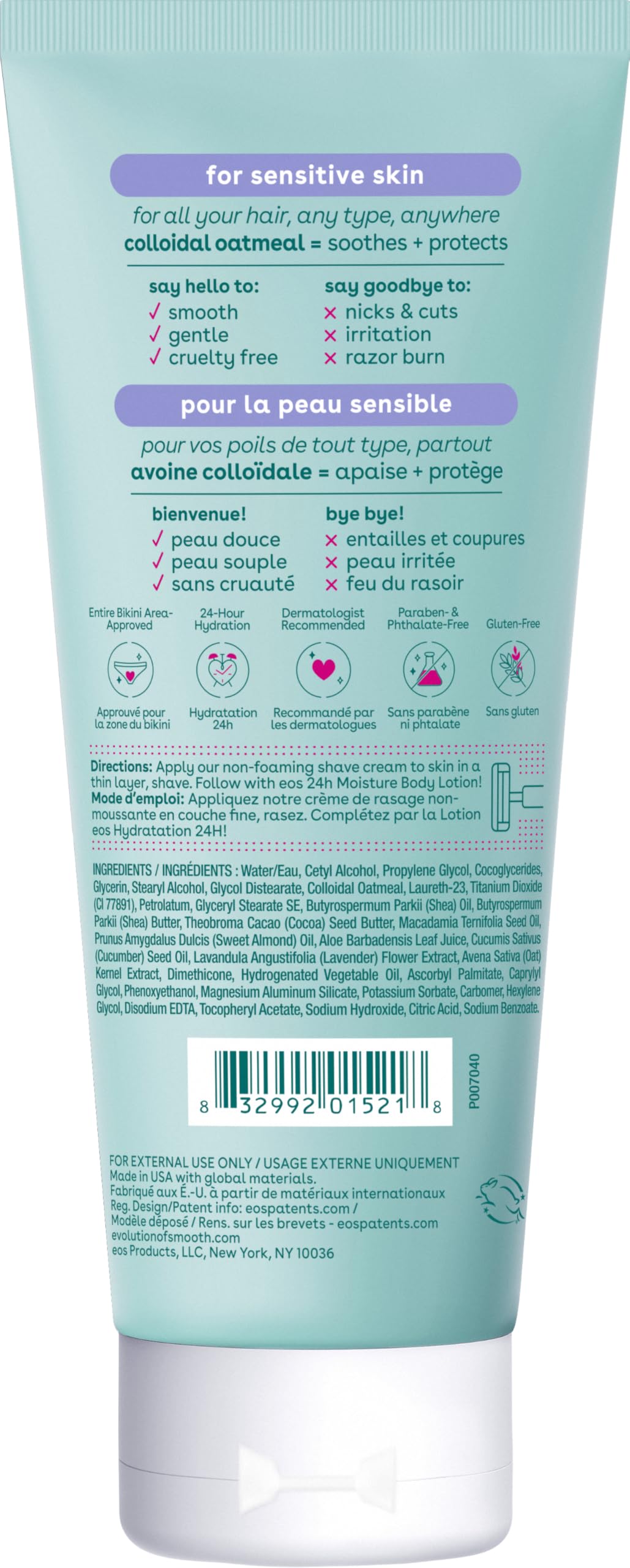eos Shea Better Sensitive Skin Women's Shave Cream- Fragrance-Free, 2-pack of 7 oz containers Beauty and Personal Care eos