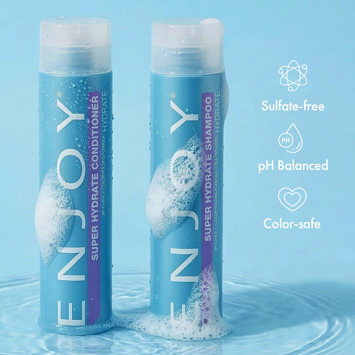 Enjoy Super Hydrate Conditioner, Anti-Frizz Deep Hydration for Weak, Dry, or Curly Hair, Moisture-Restoring Smoothing Formula, pH 4.5-5.5
