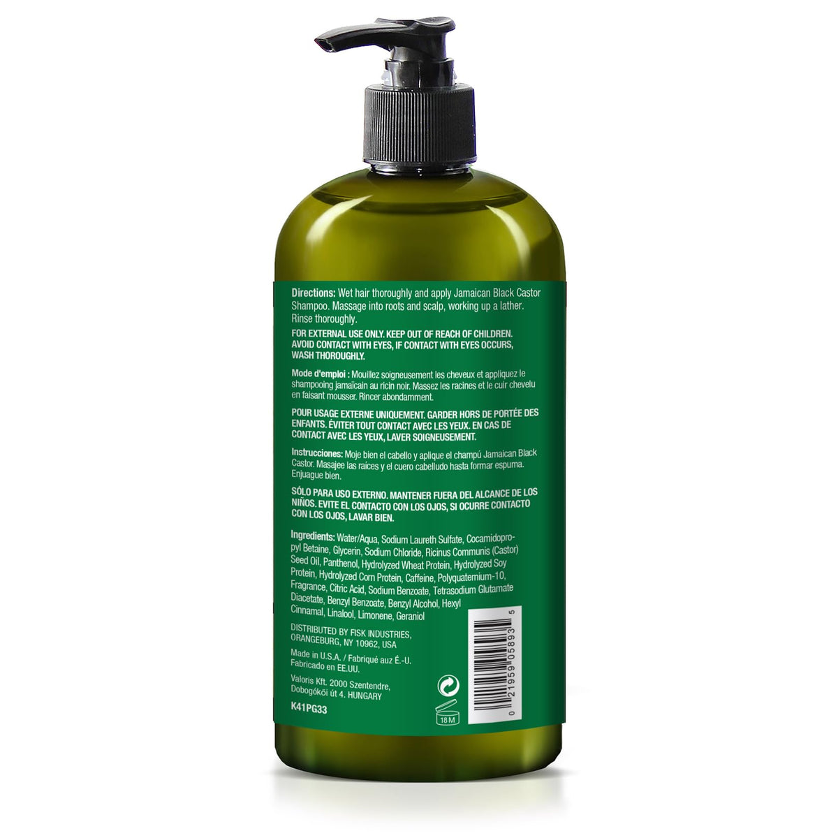 SFC Natural King Jamaican Black Castor Oil Shampoo for Men 33.8 oz. - Men's Cleansing Shampoo that Thickens Hair, Strengthens Hair and Boosts Growth