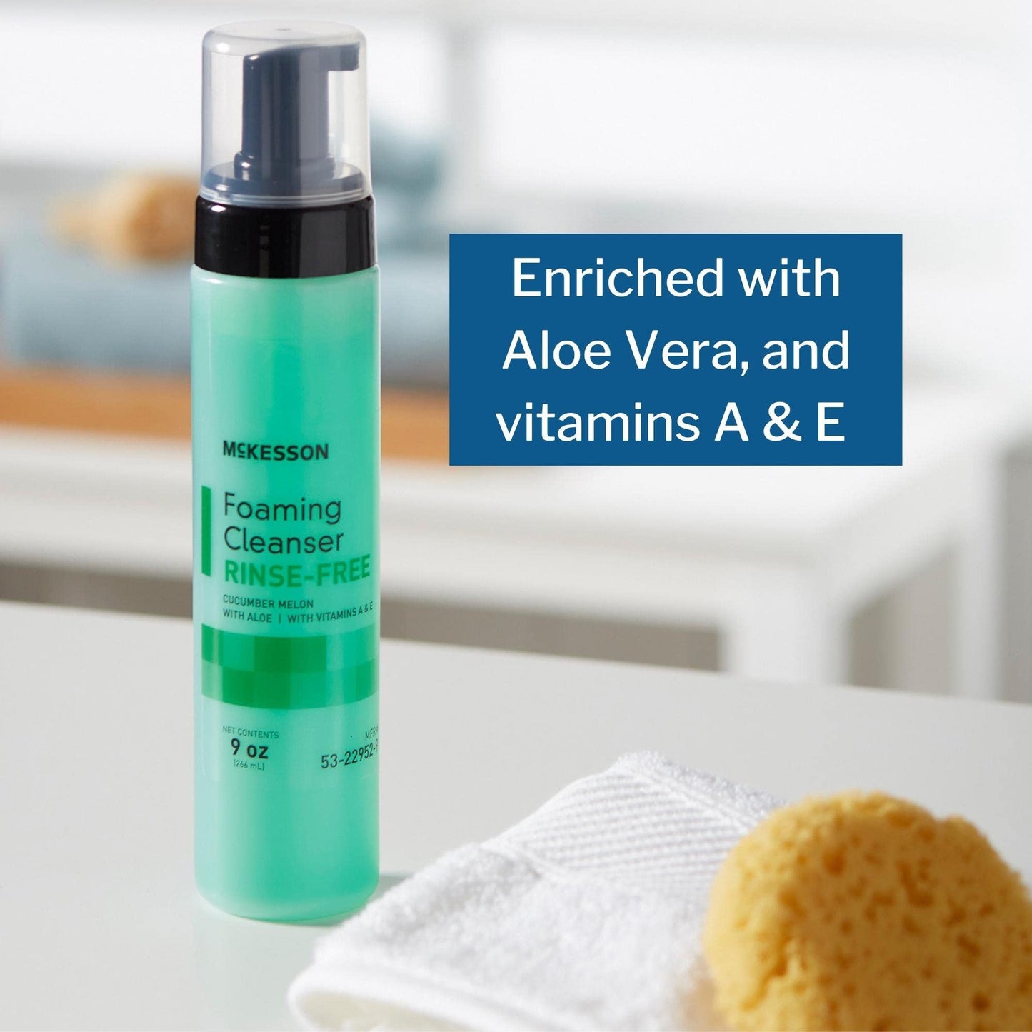 McKesson Rinse-Free Foam Cleanser with Aloe, 9 oz [1 Count] Vitamin A and E - Body Wash & Shampoo for Elderly, Hospital Grade, Cucumber Melon Beauty & Personal Care McKesson