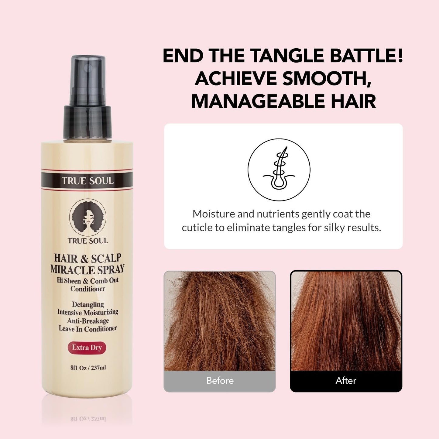 TRUE SOUL Hair and Scalp Miracle Spray Leave-In Conditioner & Detangler for Braids, Locs, Curly & Textured Hair with Castor Oil, Moisturizing Spray Beauty & Personal Care TRUE SOUL