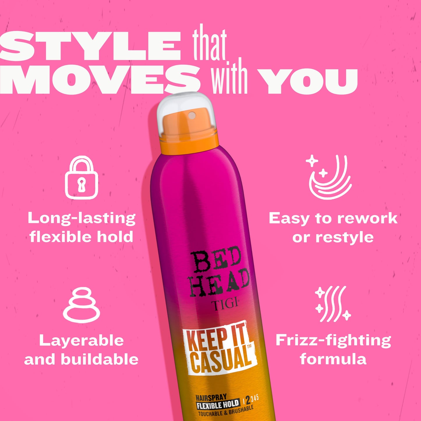 TIGI Bed Head Keep It Casual Hair Spray, Flexible Hold with Brushable Finish for Frizz and Static Control, 9.1 oz Beauty & Personal Care TIGI