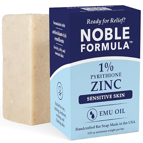 Noble Formula 1% Pyrithione Zinc Soap Bar with Emu Oil - Face, Body and Scalp Gentle Cleanser for Dry, Flaky and Itchy Skin, Sensitive Skin Formula Beauty & Personal Care Noble Formula
