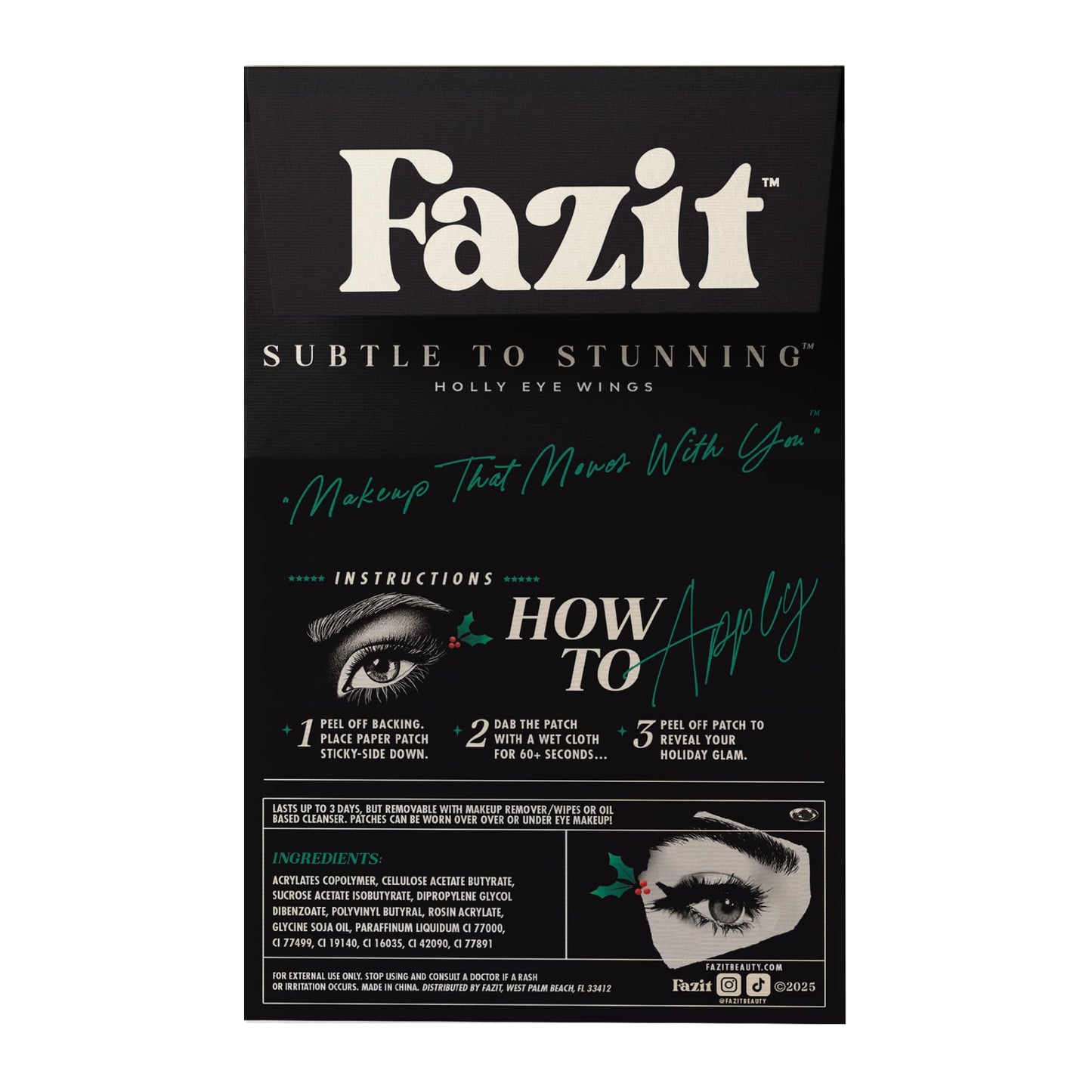 Fazit Makeup Patches - Holly Wings Eye Speckles - Glow Up Make-Up Patches - Cute Glitter Makeup Accessories For Women - Cosmetic Glitter For Face Beauty & Personal Care Fazit
