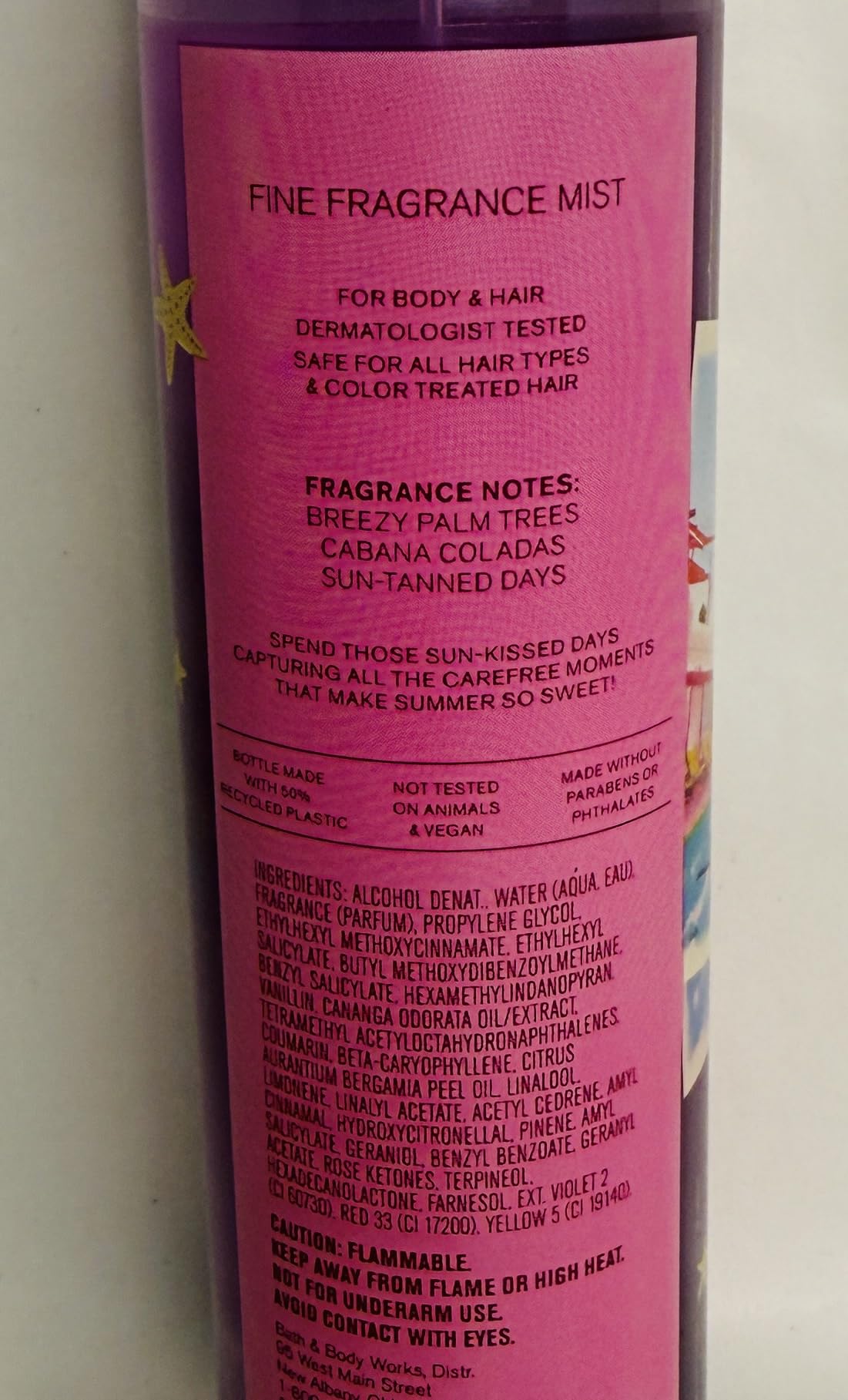 Bath & Body Works Meet Me in Miami Fine Fragrance Mist - Tropical Palm & Cabana Coconut Body Spray Beauty & Personal Care Bath & Body Works