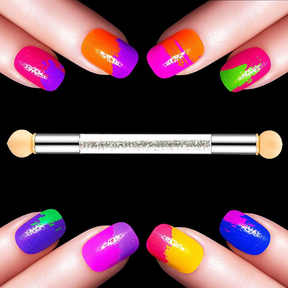 DANNEASY 1Pc Double-Ended Nail Sponges Pen 12Pcs Sponge Head UV Gel Acrylic Nail Gradient Shading Brush Ombre Design Manicure Tools Beauty & Personal Care DANNEASY