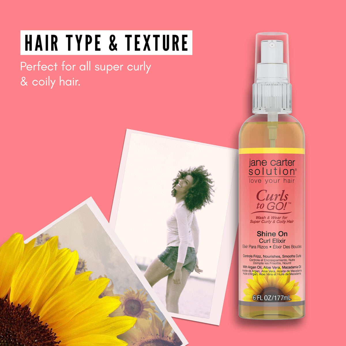 Jane Carter Solution Curls to Go Shine On Curl Elixir (6oz) - Nourishing, Reduce Frizz