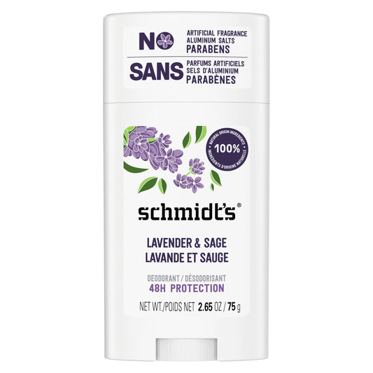 Schmidt's Aluminum-Free Vegan Deodorant Lavender & Sage with 24 Hour Odor Protection, for Women and Men, Natural Ingredients, Cruelty-Free, 2.65 oz Beauty and Personal Care Schmidt's