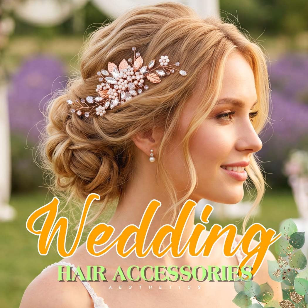 JEAIRTS Crystal Hair Comb Bridal Pearl Headpiece Wedding Hair Accessories for Women