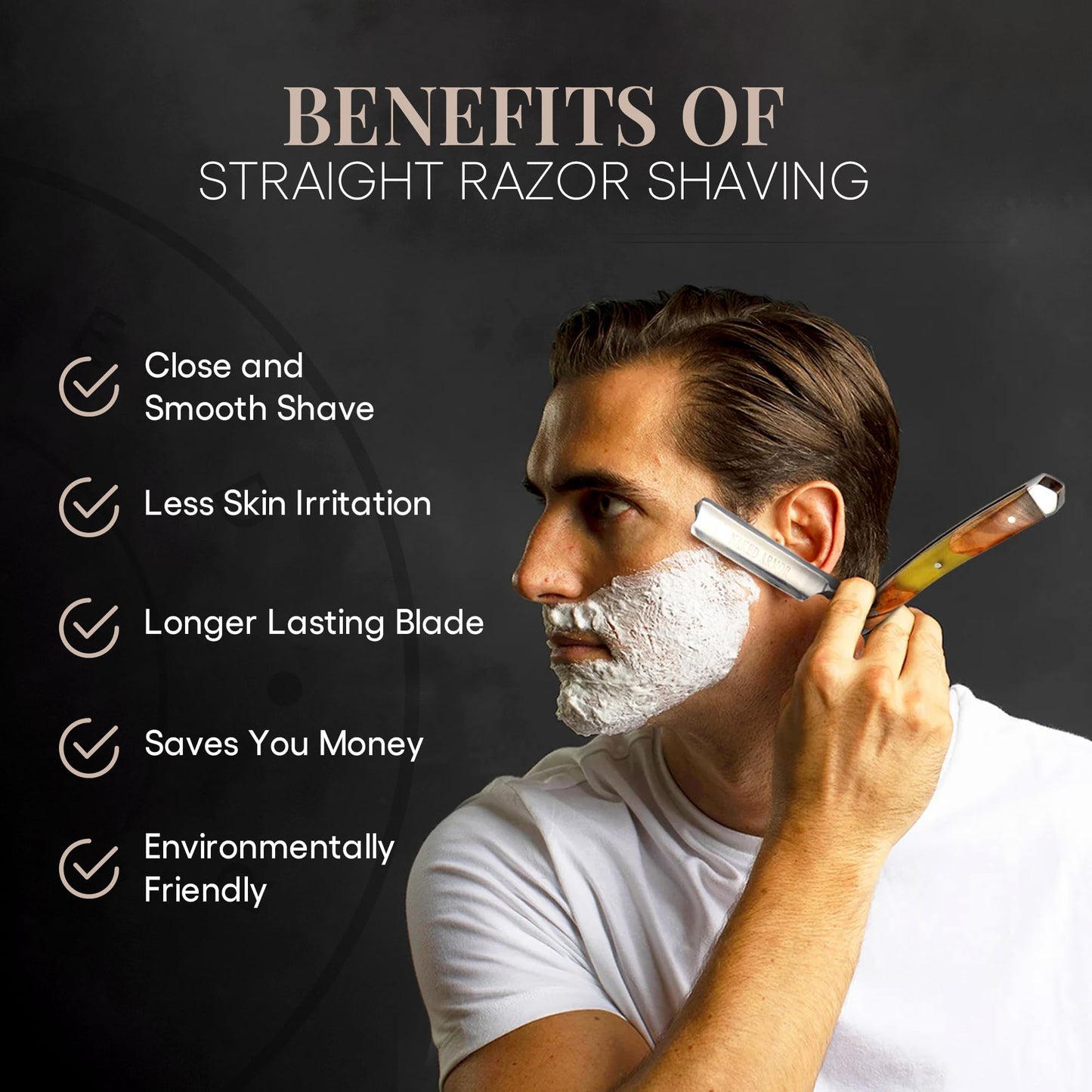 Naked Armor Professional Straight Razor for Men - Shave Ready 7/8" Japanese Stainless Steel Barber Razor - Griflet Straight Edge Razor with Sandalwood Beauty and Personal Care Naked Armor