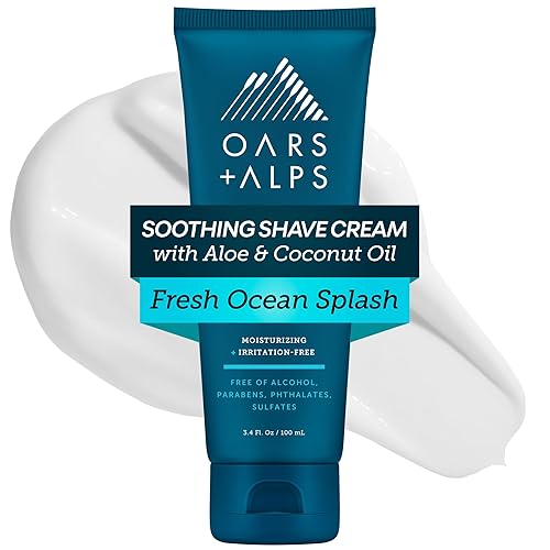 Oars + Alps Soothing Men's Shaving Cream, Dermatologist Tested and Infused with Aloe and Coconut Oil, Fresh Ocean Splash Scent, TSA Friendly, 3.4 Oz… Beauty & Personal Care Oars + Alps