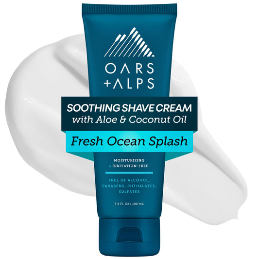 Oars + Alps Soothing Men's Shaving Cream, Dermatologist Tested and Infused with Aloe and Coconut Oil, Fresh Ocean Splash Scent, TSA Friendly, 3.4 Oz… Beauty & Personal Care Oars + Alps