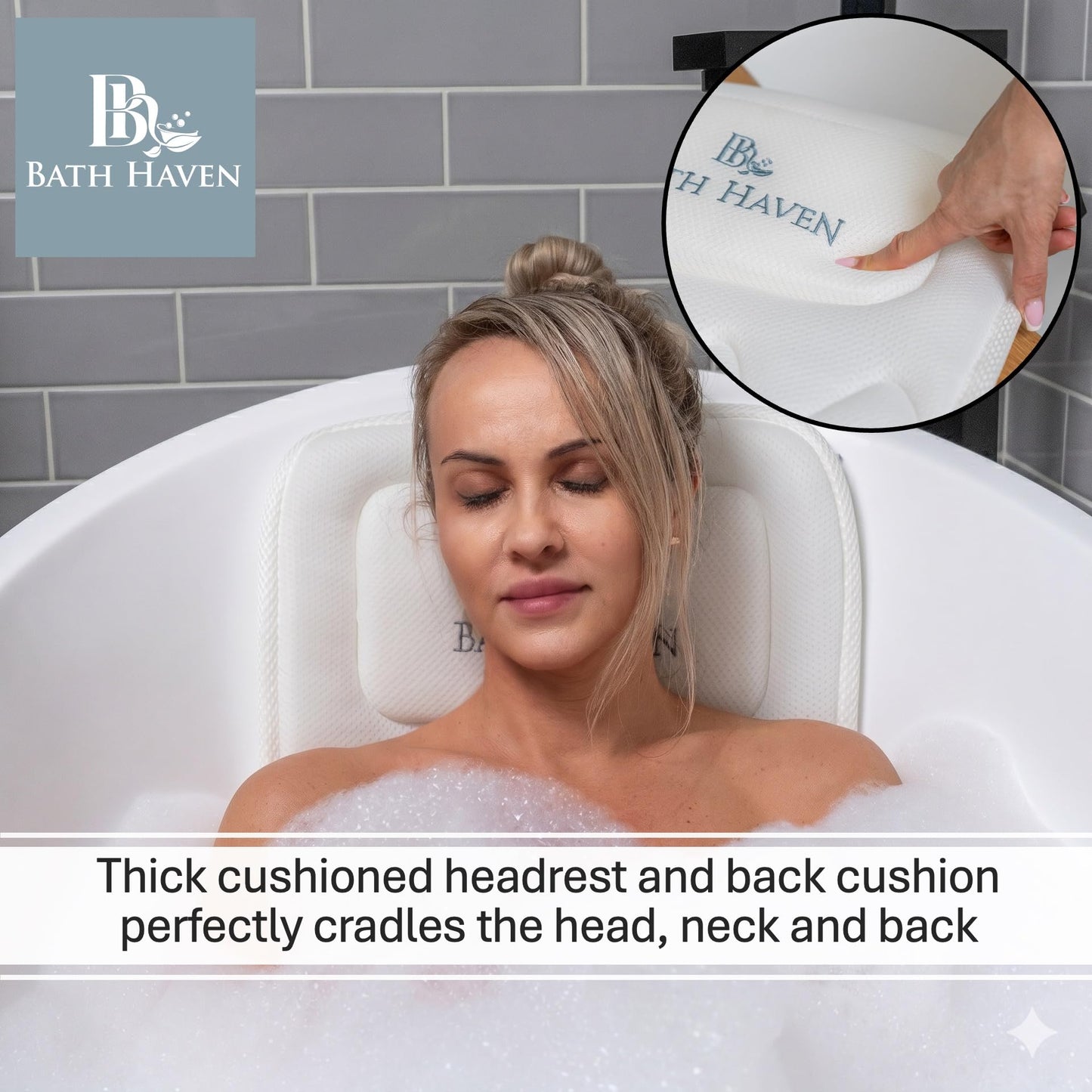 Bath Pillow for Tub, Full Body Bathtub Pillow and Mat for Head, Neck and Back Support, Relaxing Spa Cushion Head Rest and Mat for Tub Jacuzzi, Luxury Beauty and Personal Care Bath Haven