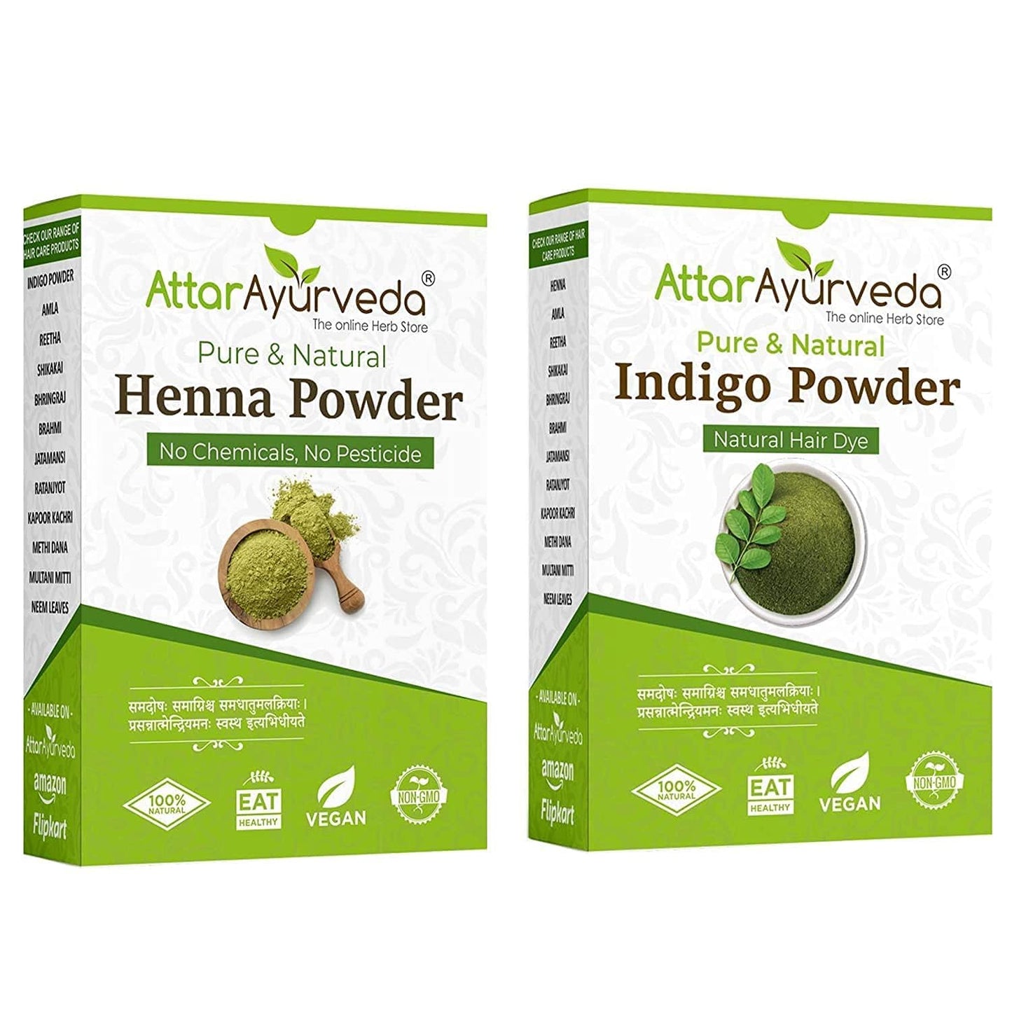 Black Hair - Henna Powder, Indigo Powder Combo Pack - 200g+200g = 400g Beauty & Personal Care OTAA