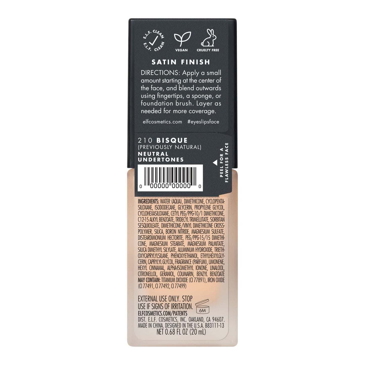 e.l.f. Flawless Finish Foundation, Improves Uneven Skin Tone, Lightweight, Medium Coverage & Semi-Matte, Vegan & Cruelty-Free, Bisque, 0.68 Fl Oz Beauty & Personal Care e.l.f.