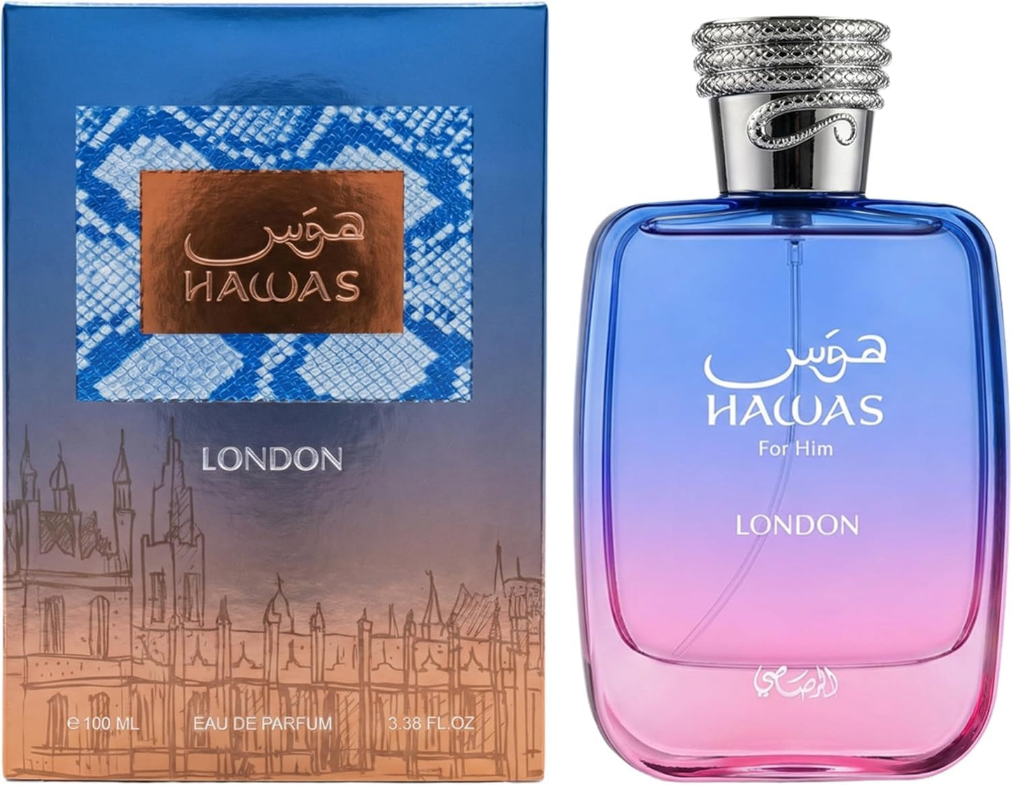 Rasasi Hawas London - Spicy, Fruity, Floral, Amber - Eau de Parfum Spray Long-Lasting Fragrance for Men, 3.38 Ounce / 100ml Beauty & Personal Care RASASI