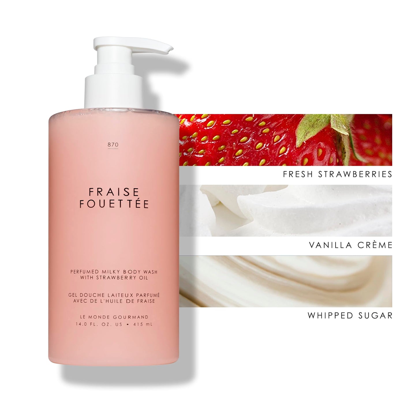 Le Monde Gourmand Fraise Fouettée Perfumed Milky Body Wash - 14 fl oz (414 ml) - Vanilla, Strawberry, Sugar Notes Beauty & Personal Care Le Monde Gourmand