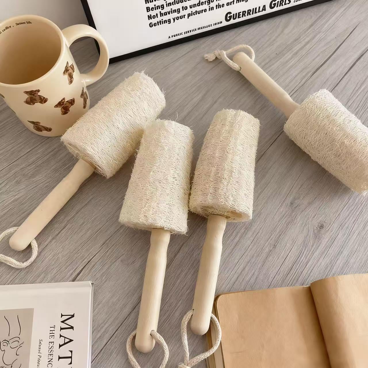 Zyntrytong Natural Loofah Sponge Scrubber with Handle & Hanging Rope AllPurpose Body Exfoliator & Kitchen Dish Scrubber for Bath & Household Cleaning Beauty and Personal Care Zyntrytong