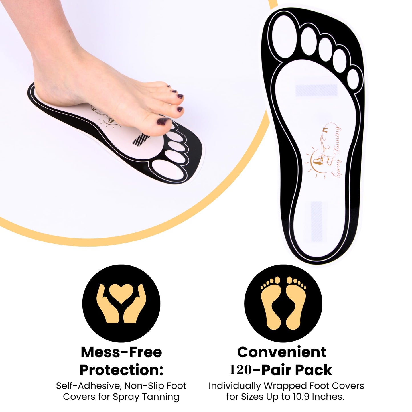 120 Pairs(240 Feets) Disposable Black Tanning Feet Pads Sunless Airbrush Spray Tent Protect Foot Shaped Spray Tan Sandals Beauty & Personal Care HeeStar