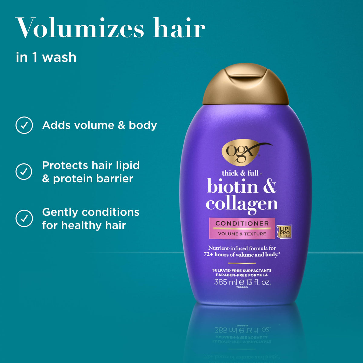 OGX Thick & Full + Biotin & Collagen Volumizing Conditioner, Nutrient-Infused Conditioner with Vitamin B7 Biotin Gives Hair Volume & Body for 72+ Beauty & Personal Care OGX