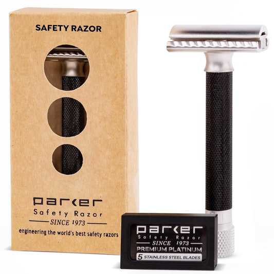 Parker THE VARIANT CLOSED COMB - ADJUSTABLE Double Edge Safety Razor, Customize your Shave with a Turn of the Dial from Mild to Aggressive - 5 Blades Beauty and Personal Care Parker Safety Razor