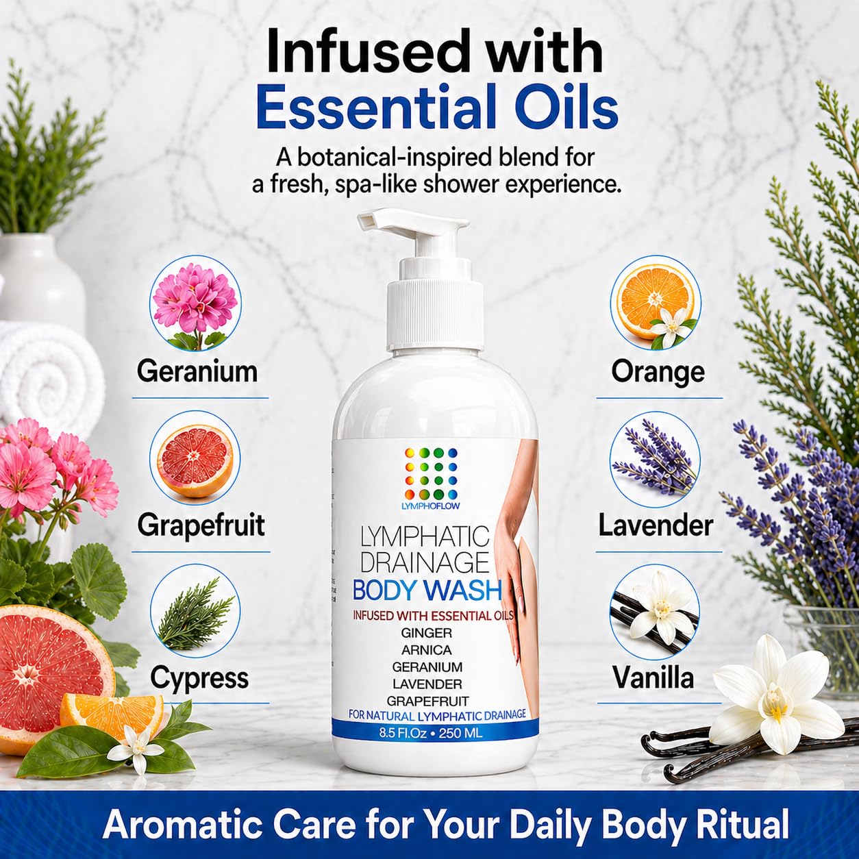 Bruizex Lymphatic Drainage Body Wash - Natural Herbal Shower Gel - for Healthy Lymph Flow & Body Detox, Post Manual or Tool Lymphatic Massage, Post Beauty & Personal Care Bruizex