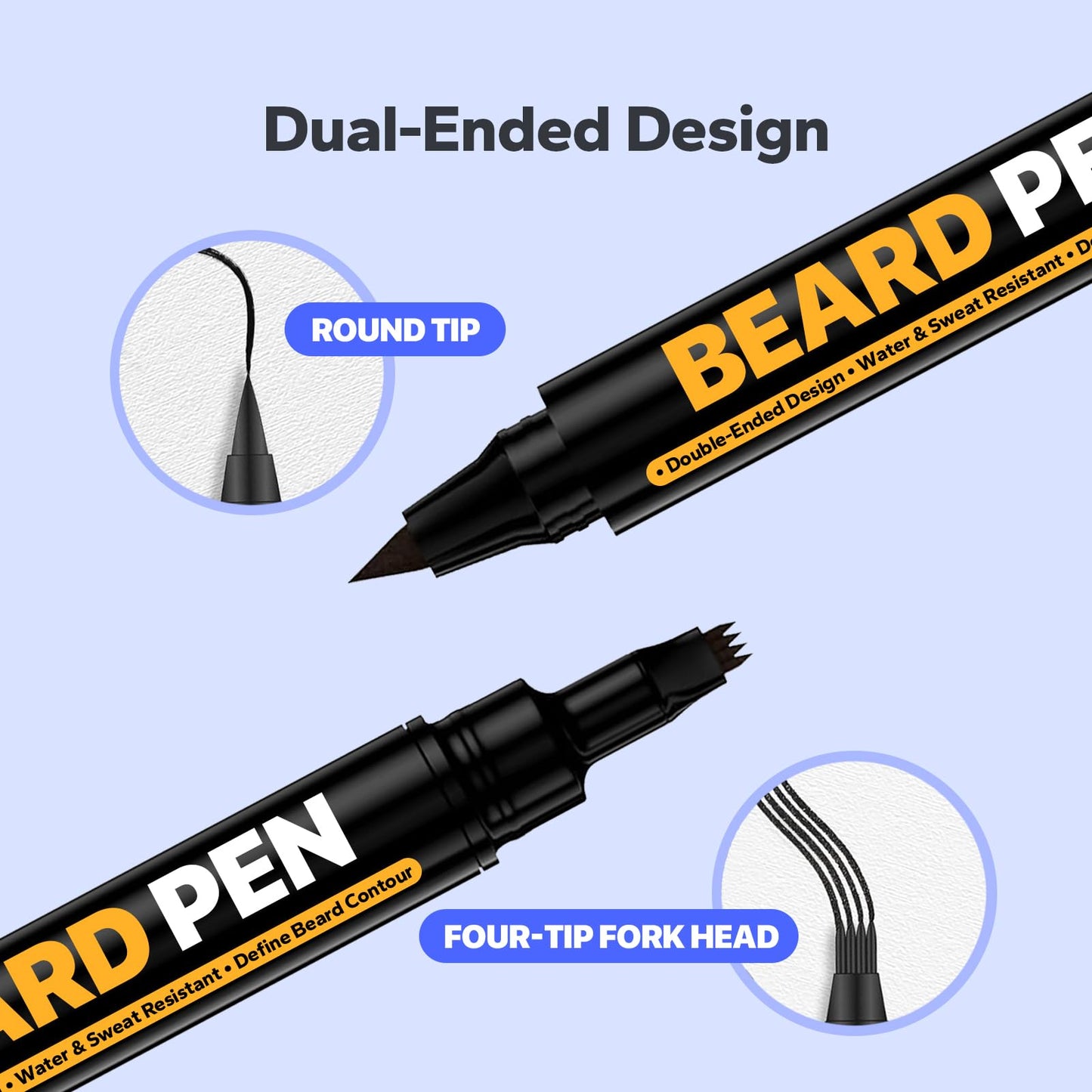 Vomovo Beard Pen Filler for Men (Black, 2 Pack), Barber Styling Grooming Pencil, Waterproof & Sweat Proof, Cover Beard & Facial Hair in Seconds, Long Beauty and Personal Care Vomovo