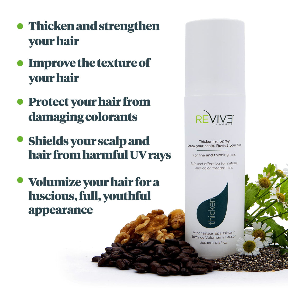 REVIV3 PROCARE Thicken Instant Thickening and Volumizing Spray with UV protection for hair, Plant Based with Walnut Extract and Essential Amino Acids Beauty & Personal Care REVIV3 PROCARE