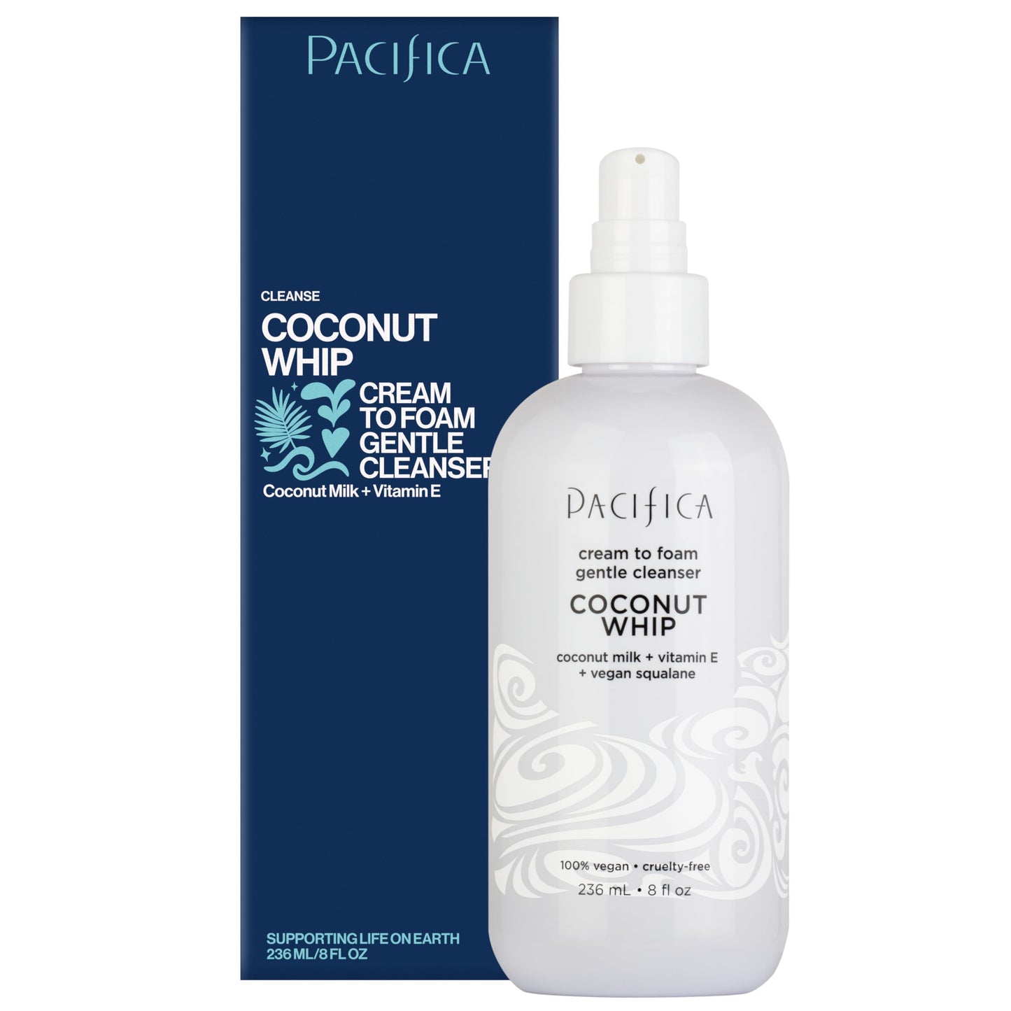 Pacifica Coconut Whip Cream to Foam Face Wash - Gentle Hydrating Facial Cleanser for Dry & Sensitive Skin, Moisturizing Daily Face Wash Beauty & Personal Care Pacifica