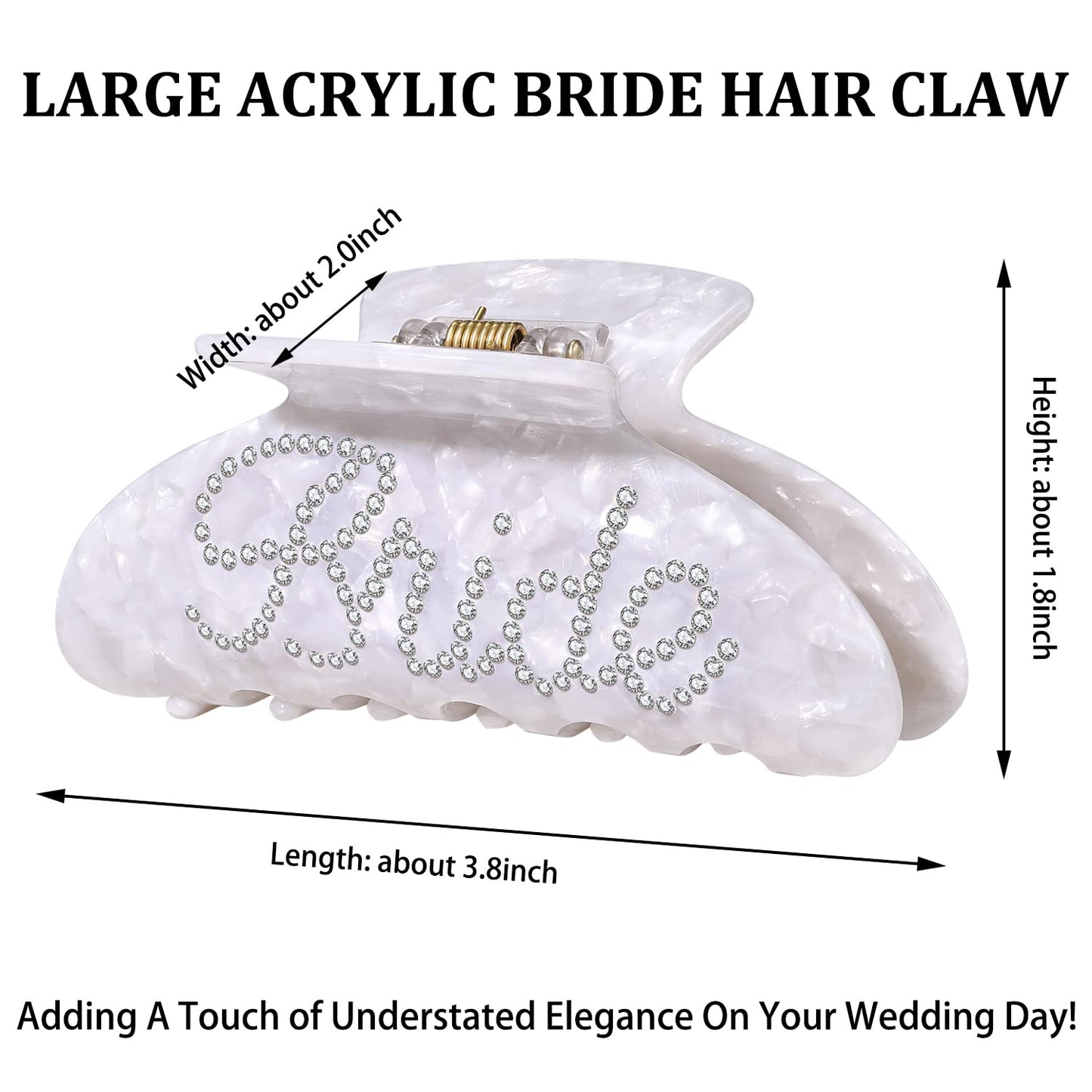 Bride Hair Claw Clip, Wedding Gifts, White Acrylic Hair Clip, Rhinestone Bachelorette Party Favors, Wedding Bridal Shower Hair Accessory Gift Beauty & Personal Care CEALXHENY