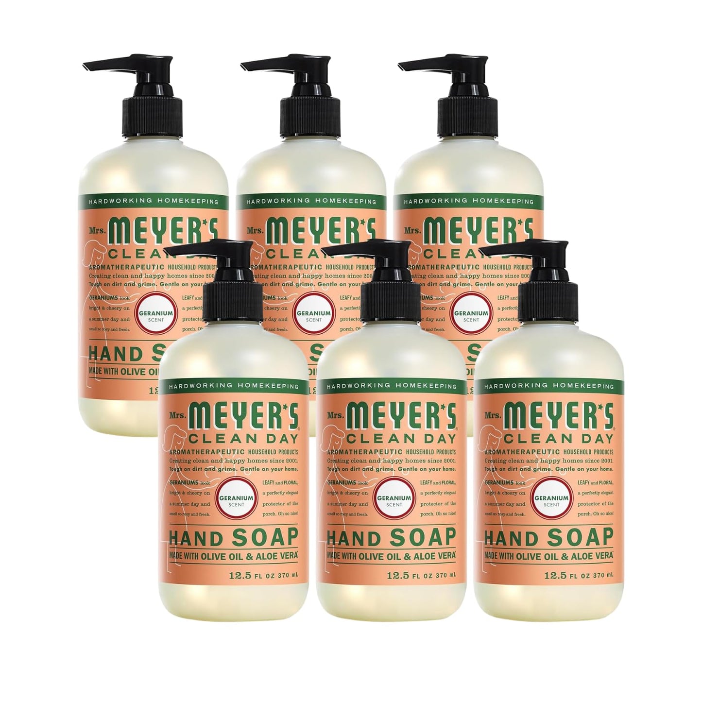Mrs. MEYER'S CLEAN DAY Liquid Hand Soap Geranium 12.5 Fl Oz (Pack of 6) Beauty & Personal Care Mrs. MEYER'S