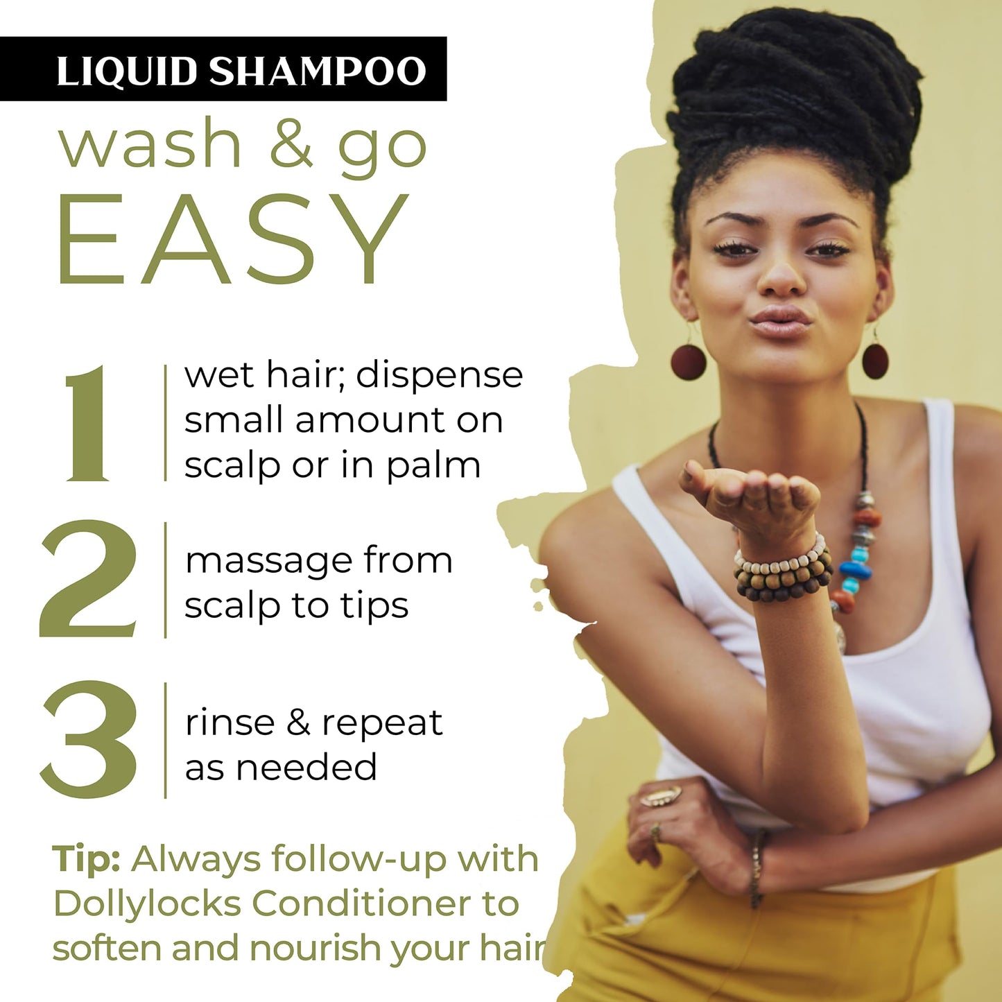 Dollylocks Claifying Liquid Shampoo | Tea Tree Spearmint | Paraben-free, Plant-Based, Vegan, Residue-Free Loc, Braid, Dreadlock Care | All hair types Beauty & Personal Care Dollylocks