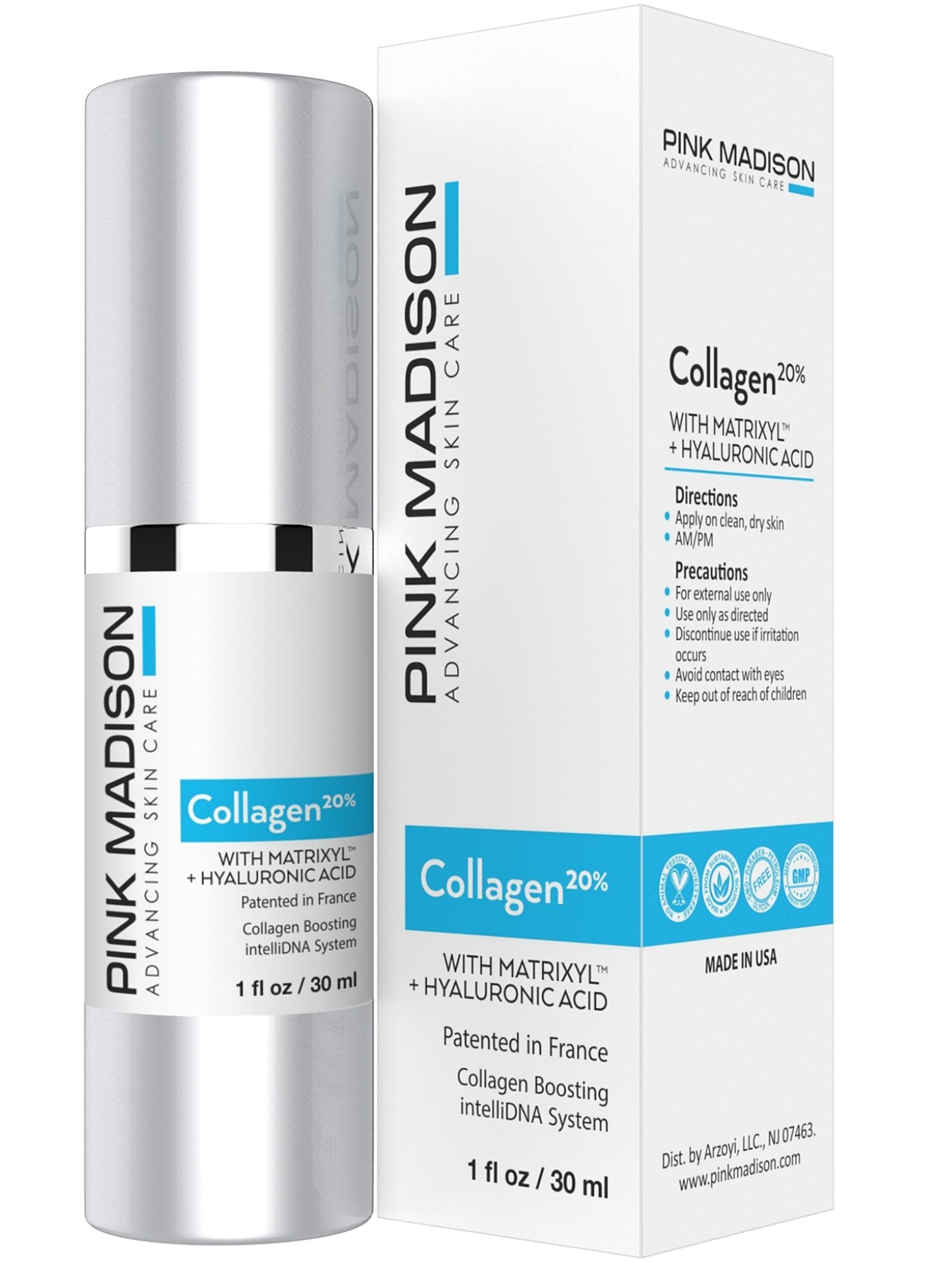 COLLAGEN Serum for Face - Matrixyl and Hyaluronic Acid - Luxury Anti Aging Face Serum Treatment Formula for Men and Women. Effective for Fine Lines Beauty & Personal Care Pink Madison