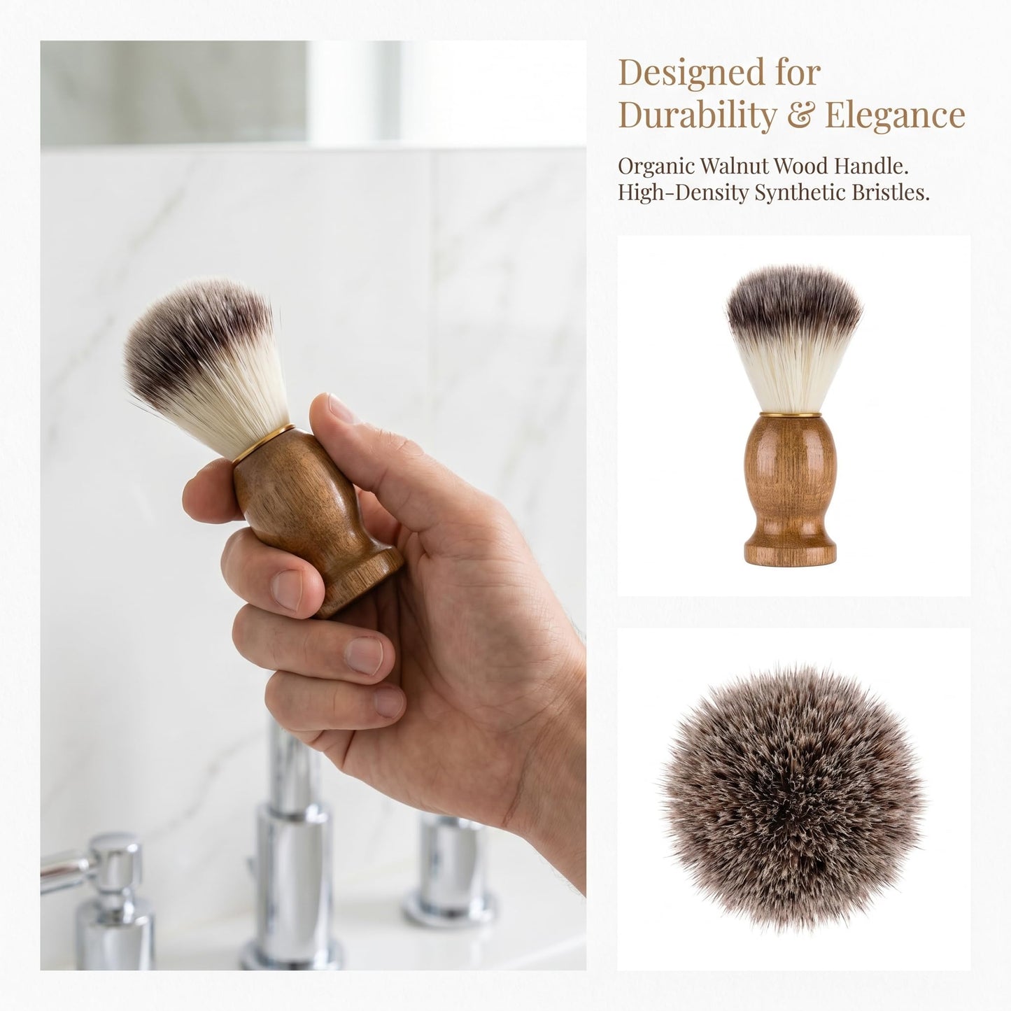 10 Pcs Shaving Brush for Men, Wood Handled Shave Brush for Wet Shave, Beard Grooming Tool for Professional Salon, Soft Bristle Shaving Cream Brush Beauty and Personal Care KALLORY