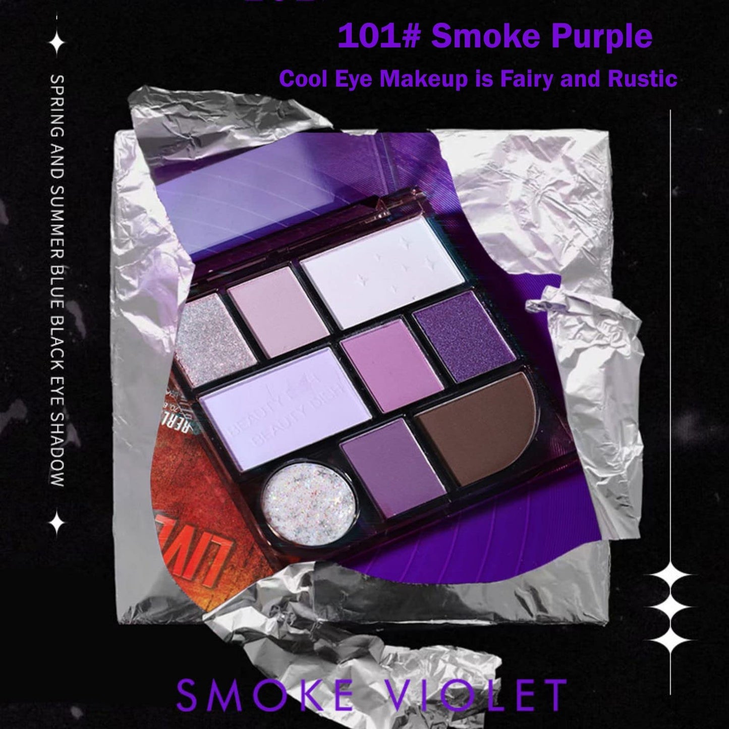 9 Colors Pearlescent Eyeshadow Palette, Purple Smoky Eye Shadow Palette, Matte Shimmer Longwearing Highly Pigmented Reflective Powder Palet Beauty & Personal Care BSMKCL