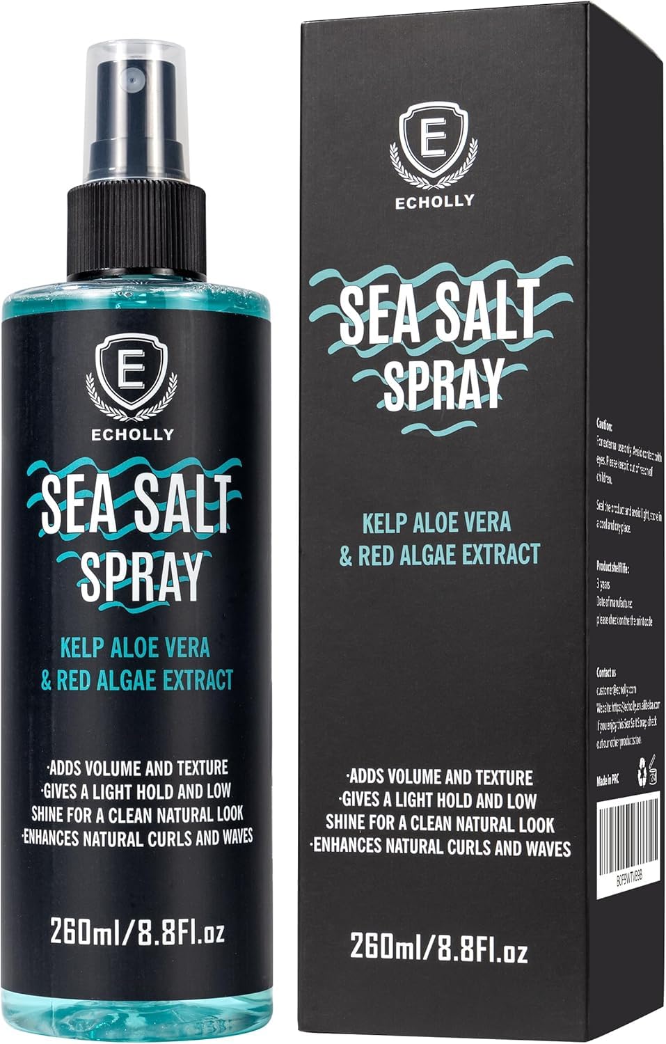 ECHOLLY Sea Salt Spray for Men & Women-Volumizing & Textuirzing With Kelp,Aloe Vera & Red Algae Extract-Matte Finish Lightweight for Natural Beach Beauty & Personal Care ECHOLLY