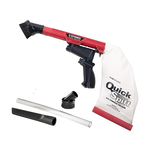 Zendex Tool - QuickSpiff Venturi Air Vacuum with Easy Empty Dust Bag - No Electricity Pneumatic Vacuum with Powerful Suction for Industrial Beauty & Personal Care Quick Spiff