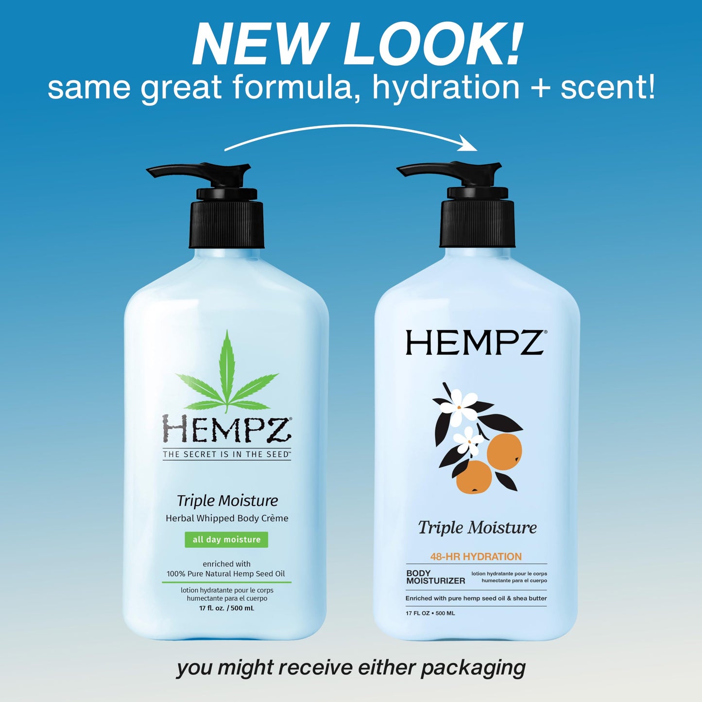 HEMPZ Triple Moisture Body Moisturizer, 17 Oz - Hydrating Lotion Rich with Minerals, Vitamin C, & Hempseed Oil to Nourish & Repair Extremely Dry or Beauty & Personal Care Hempz