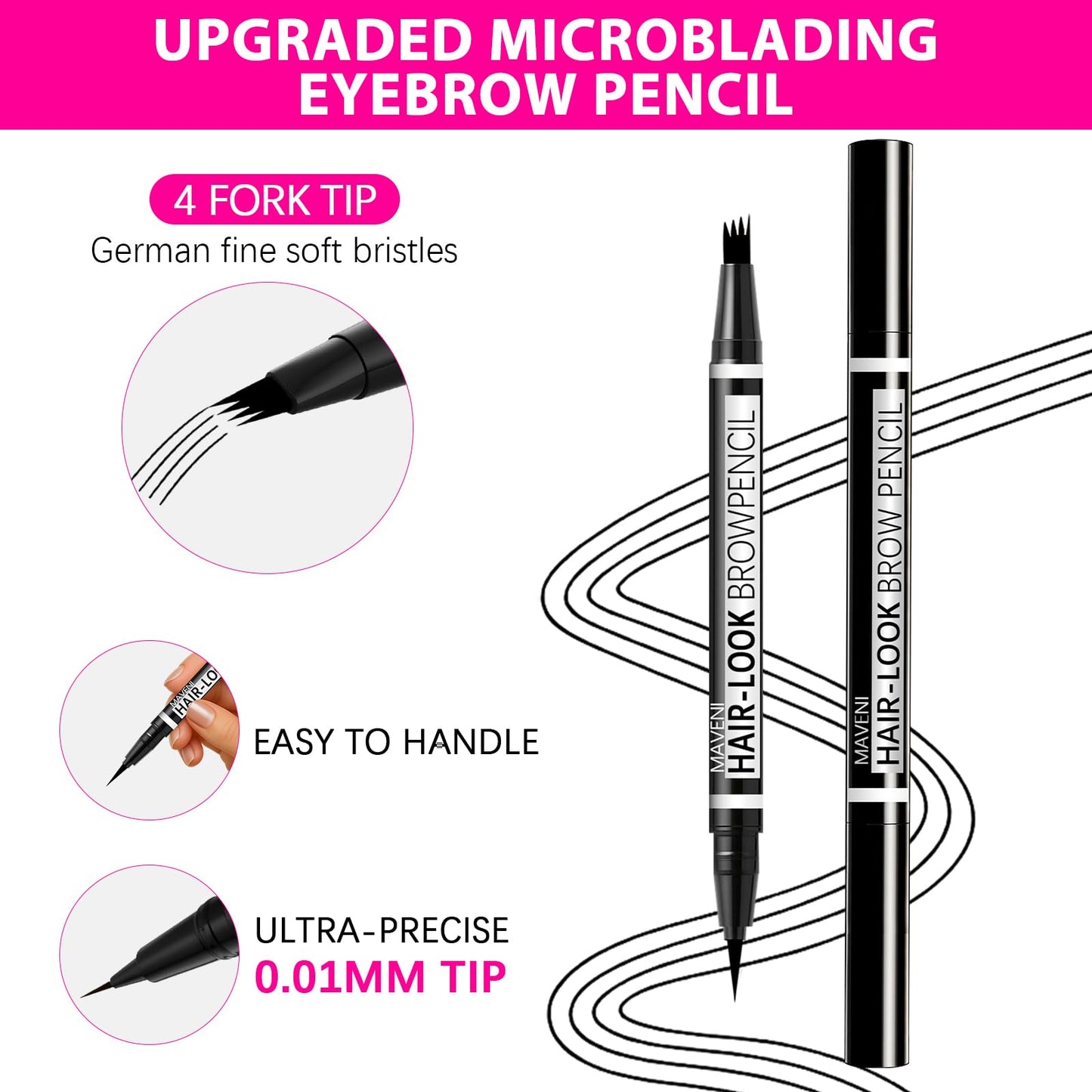 MAVENI 2-in-1 Eye Brow Pencils for Women,Waterproof Eyebrow Pen with 4 Tip Microblading Eyebrow Pencil and 0.01mm Ultra-Precise Eyeliner,Create… Beauty & Personal Care MAVENI