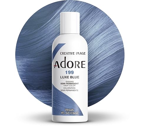 Adore Semi Permanent Hair Color (199 Luxe Blue) | Vegan & Cruelty-Free Blue Hair Dye | No Ammonia, No Peroxide, No Alcohol | 4 Fl Oz Beauty & Personal Care Adore