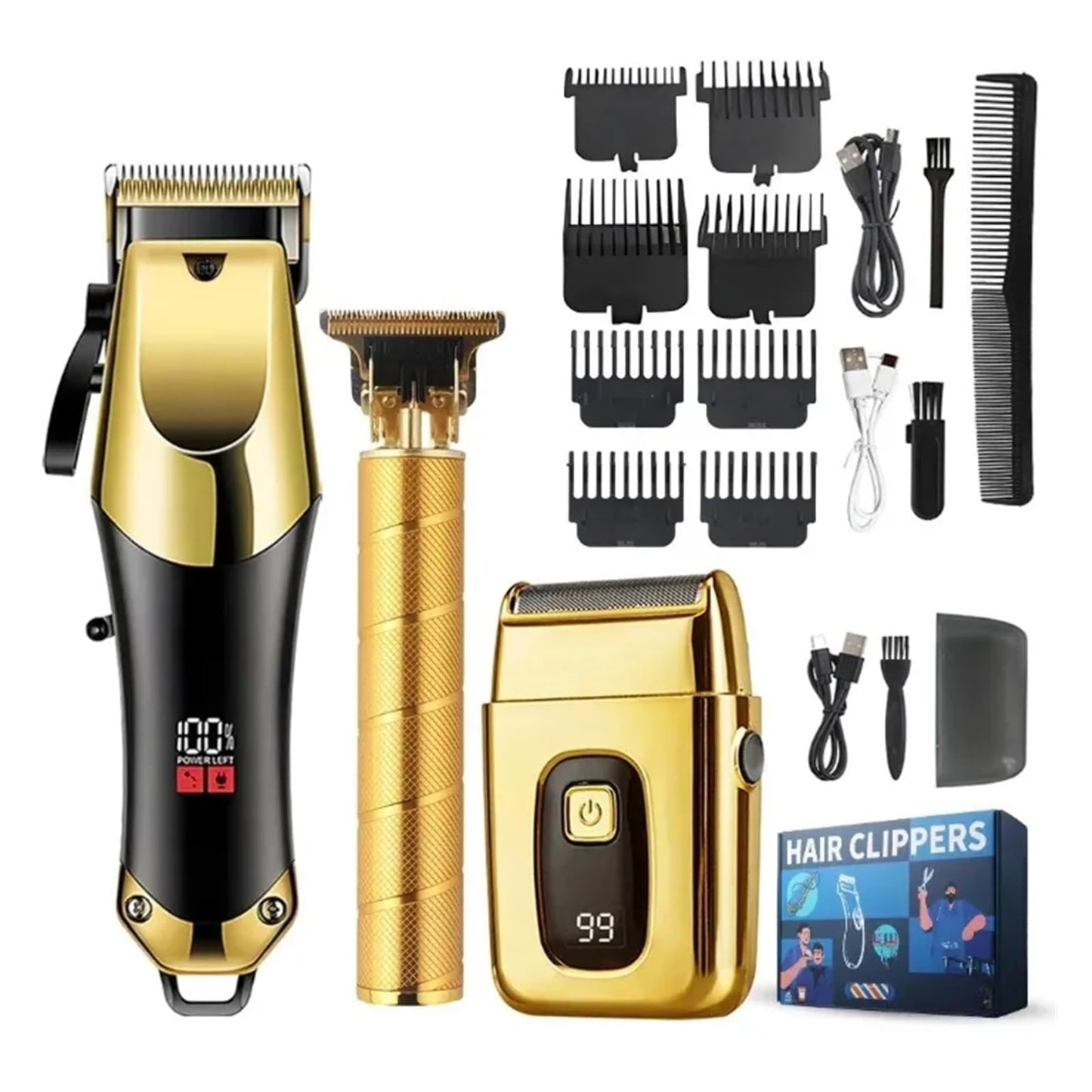 USB Rechargeable Men's Hair Clippers 3-Piece Set Professional Oil Head & Detail Electric Trimmers, Ideal Grooming Kit for Home Use(Coordinates) Beauty and Personal Care HPNZNNVW