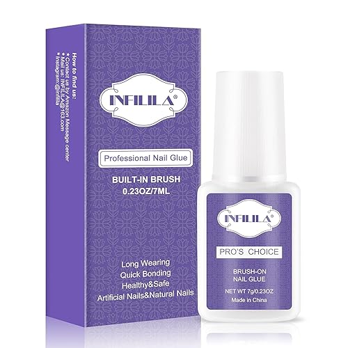 NXJ INFILILA Nail Glue, Professional Brush On Nail Glue, Nail Glue for Acylic Nails, Nail Glue for Press On Nails Fasle Nails Fake Nails Tips Glue Beauty & Personal Care NXJ INFILILA