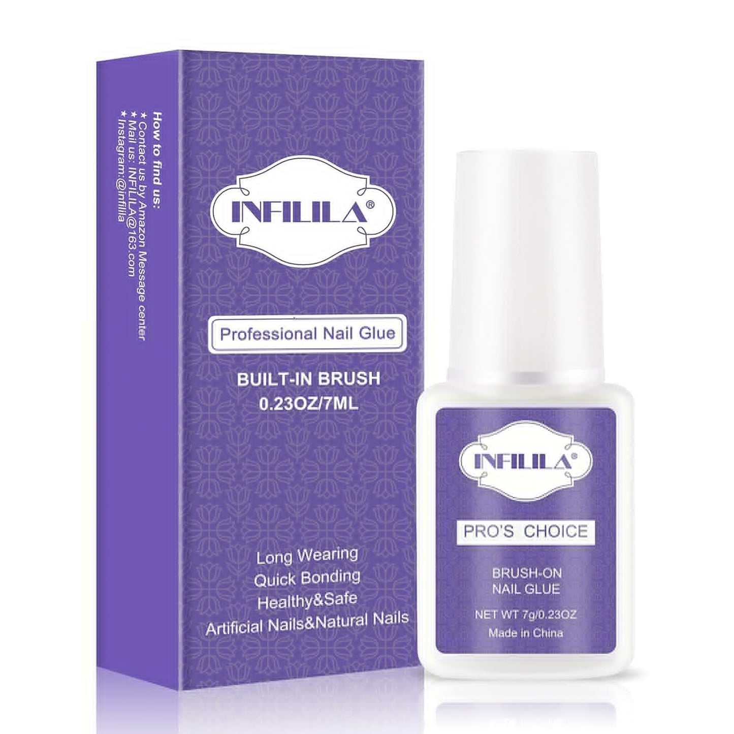 NXJ INFILILA Nail Glue, Professional Brush On Nail Glue, Nail Glue for Acylic Nails, Nail Glue for Press On Nails Fasle Nails Fake Nails Tips Glue Beauty & Personal Care NXJ INFILILA