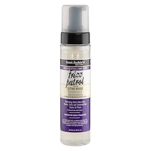 Aunt Jackie's Grapeseed Style and Shine Recipes Frizz Patrol Anti-Poof Setting Hair Mousse, Sets Curly Hair Styles in Place,Purple Fl.Oz 8.5 Ounce Beauty & Personal Care Aunt Jackie's