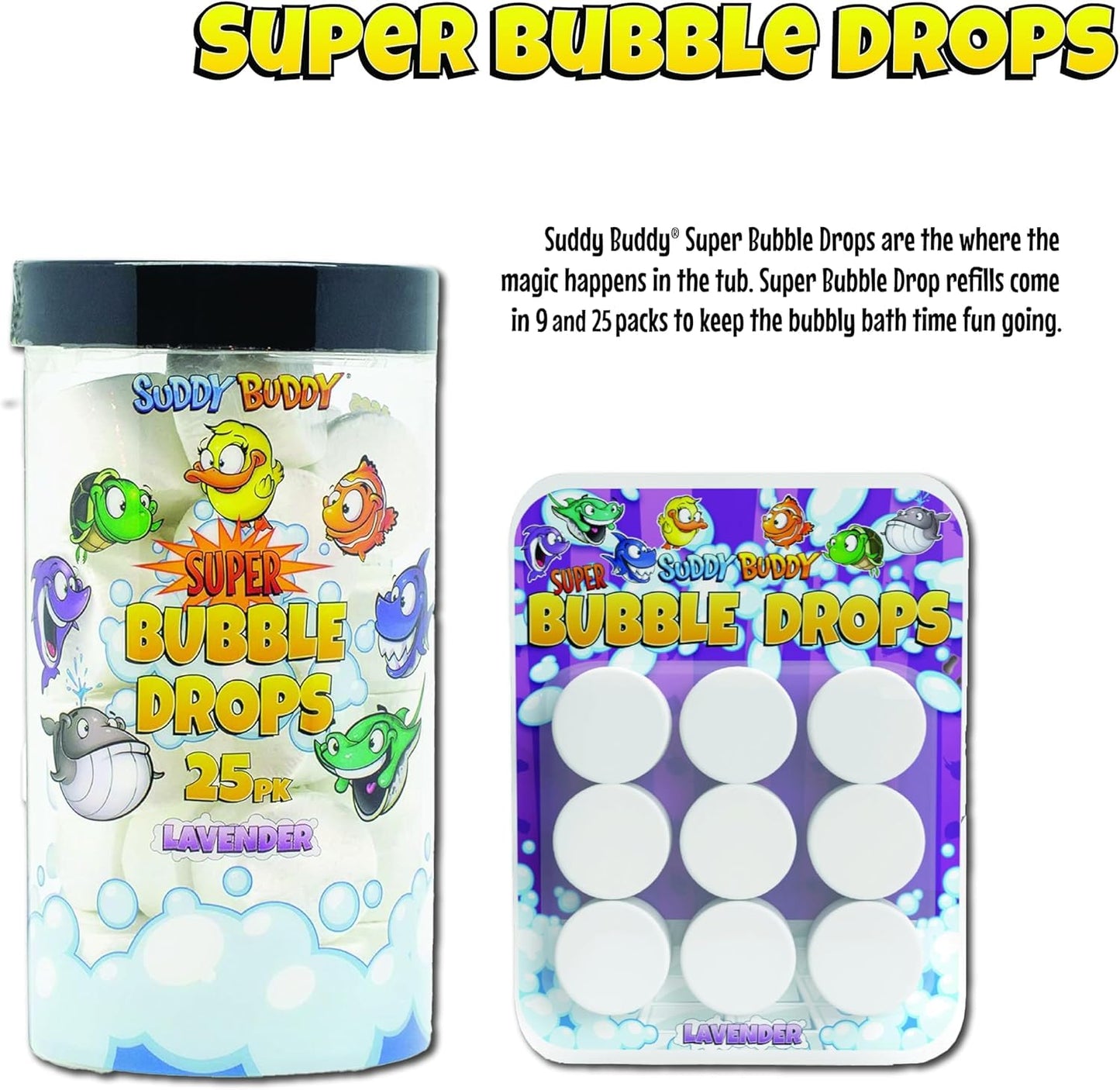 Suddy Buddy® Super Bubble Drop Refills - Fun & Easy Bath Bubbler for Kids Bubble Bath Toys 3+ - Non-Toxic, Hypoallergenic - 9 Count, Long-Lasting Fun Beauty and Personal Care Suddy Buddy